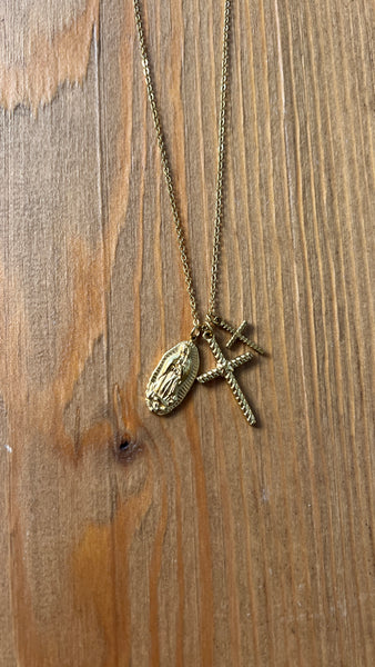 GARGANTILLA VIRGEN CON DOS CRUCES