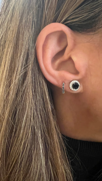 PENDIENTES ROSETON NEGRO CIRCONITAS