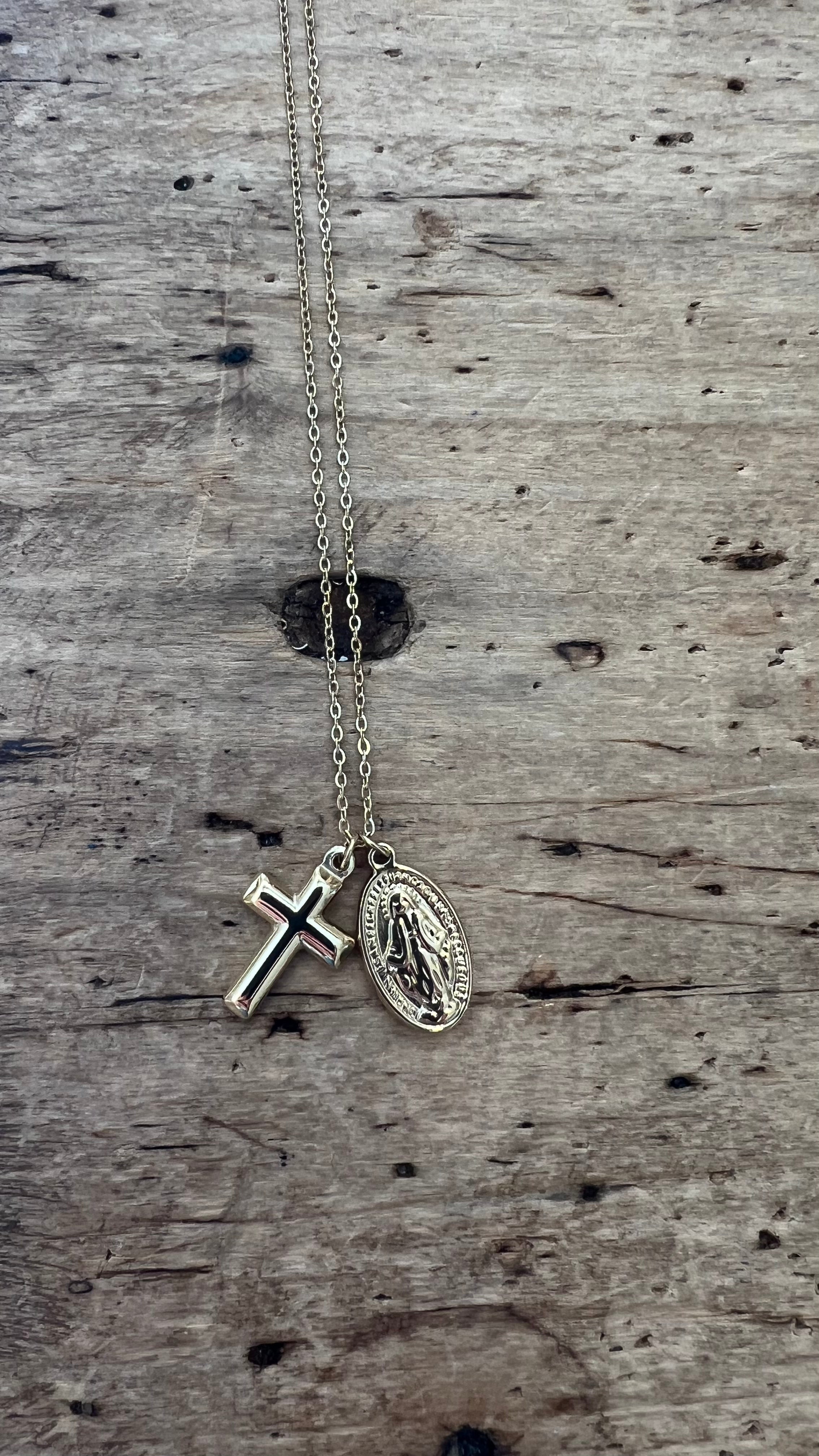 COLLAR CRUZ Y VIRGEN MILAGROSA