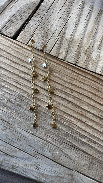 PENDIENTES LARGOS CADENITA ESTRELLAS
