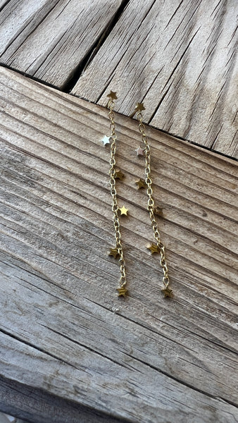 PENDIENTES LARGOS CADENITA ESTRELLAS