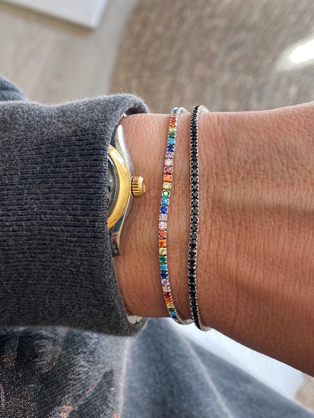 PULSERA RIVIERE DE CIRCONITAS EN PLATA DE LEY