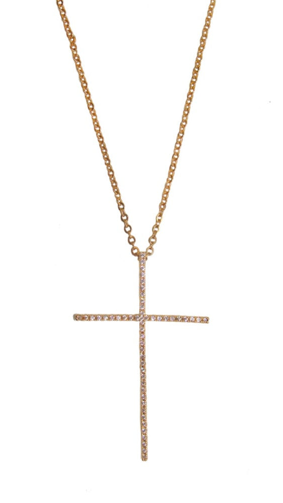 COLLAR CON CRUZ XL DE CIRCONITAS BLANCAS