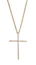 COLLAR CON CRUZ XL DE CIRCONITAS BLANCAS